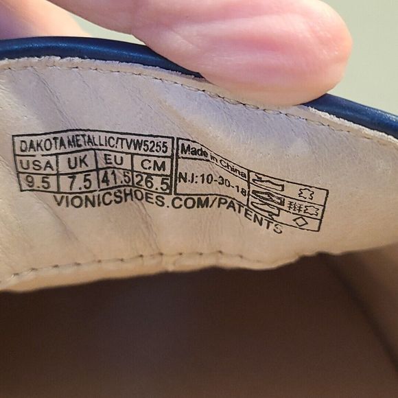 Vionic DAKOTA METALLIC NAVY BLUE Slip On Clogs Mule Flat Womens Size 9.5 - Picture 7 of 13